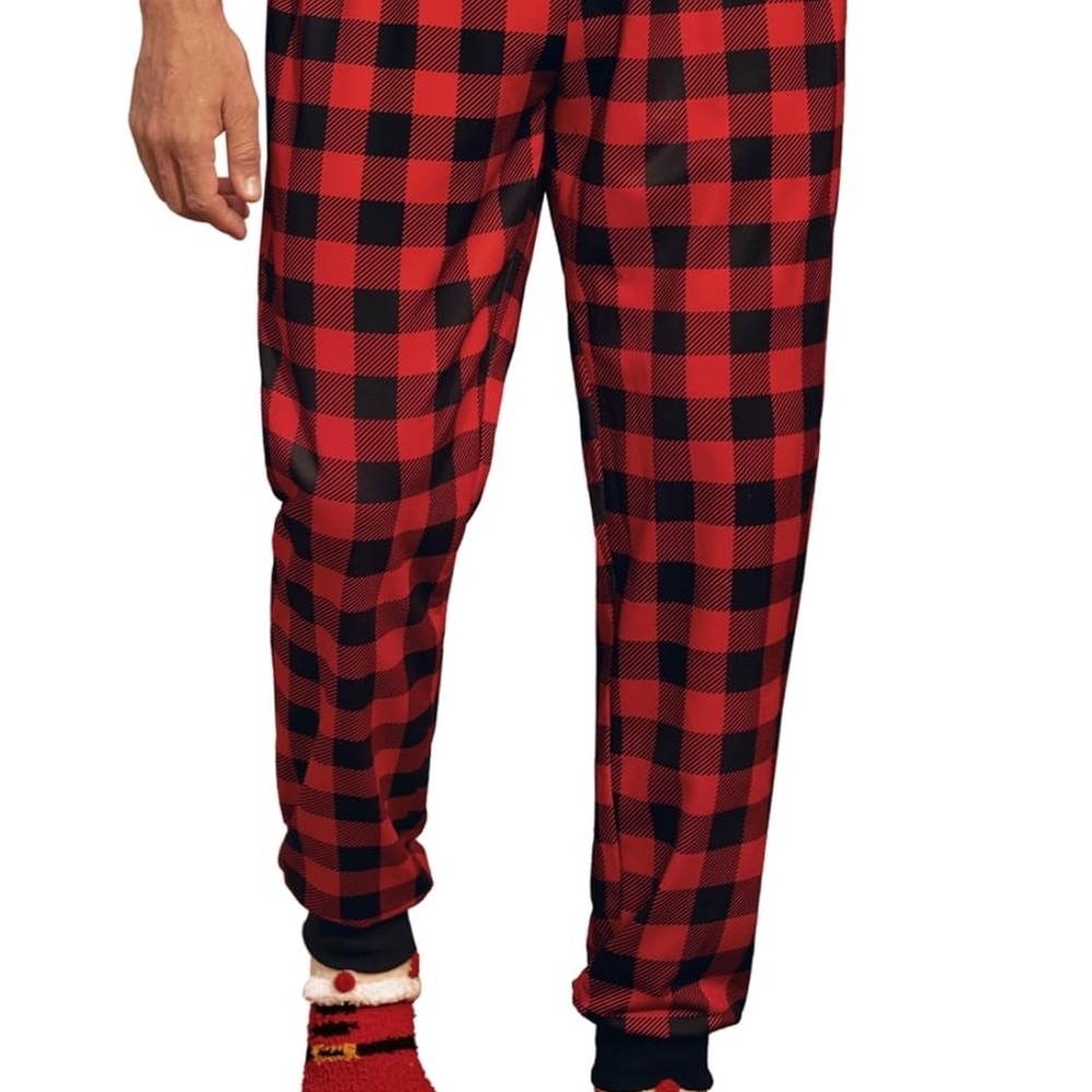 Men's Red and Black Buffalo Plaid Jogger Pants